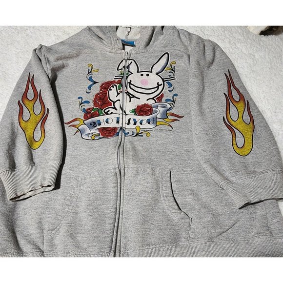 Vintage Happy Bunny Hoodie 3/4 sleeves - Picture 2 of 5